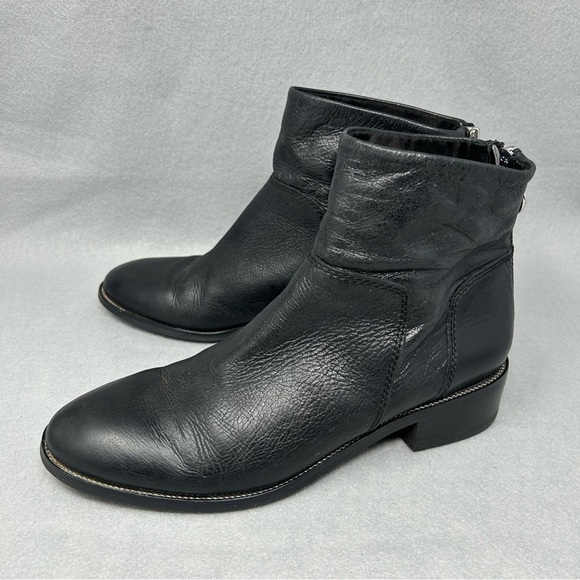 Franco Sarto Women's Size 9 Brady Leather Ankle Bootie Boot Side Zip Black. - Picture 1 of 13